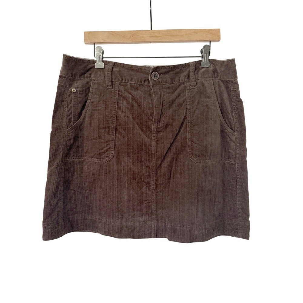 Woolrich Corduroy Womens 14 Brown Mini Skirt Pockets Utility Granola Girl Preppy